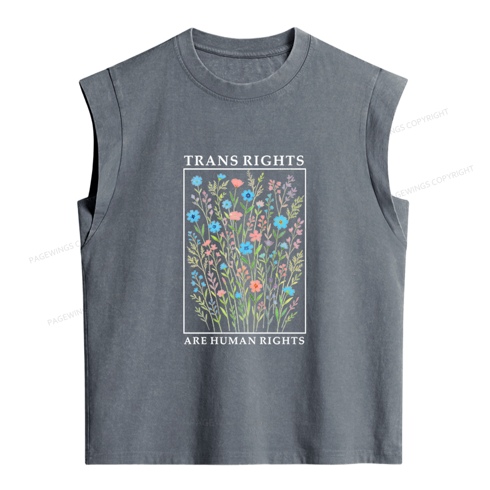Pagewings Trans Rights Are Human Rights Women's Washed Tank Top