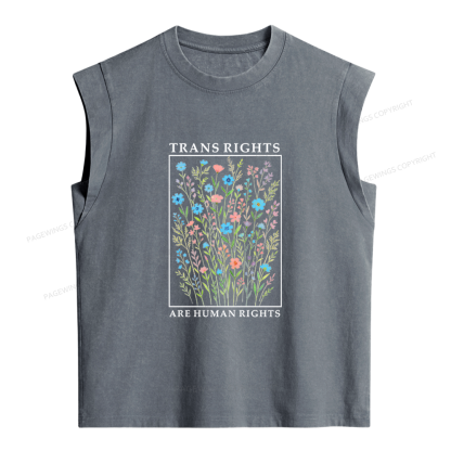 Pagewings Trans Rights Are Human Rights Women's Washed Tank Top
