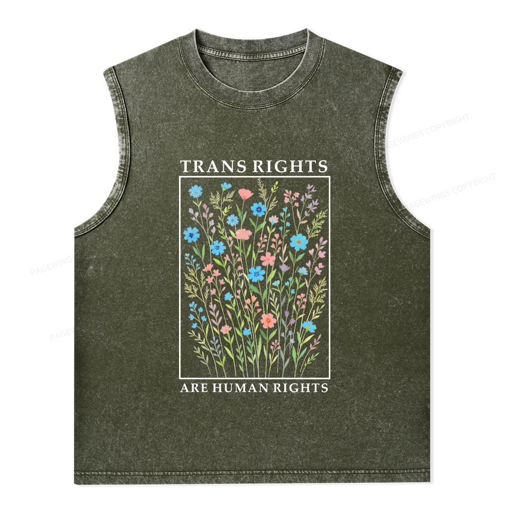 Pagewings Trans Rights Are Human Rights Unisex Washed Tank Top