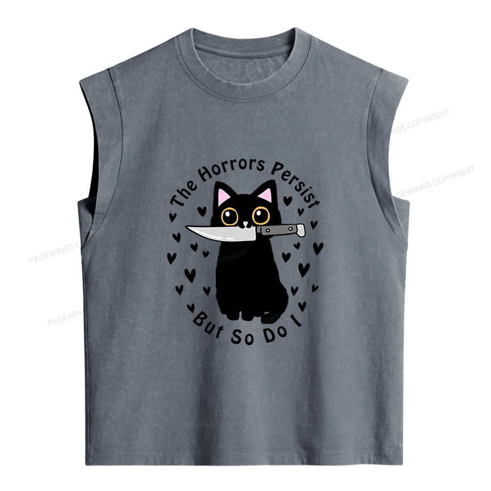 Pagewings The Horrors Persist But So Do I Women's Washed Tank Top
