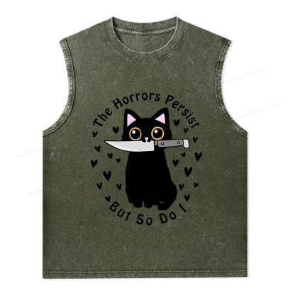 Pagewings The Horrors Persist But So Do I Unisex Washed Tank Top