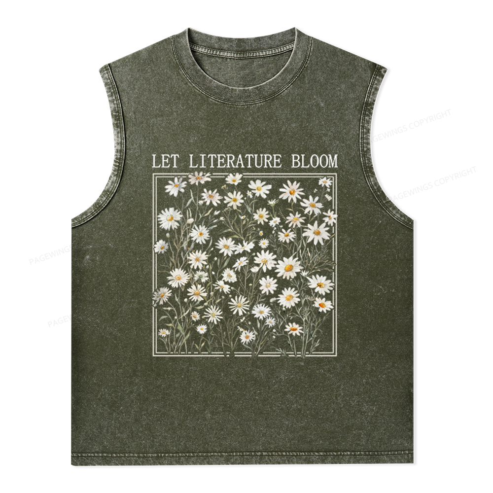 Pagewings Let Literature Bloom Unisex Washed Tank Top