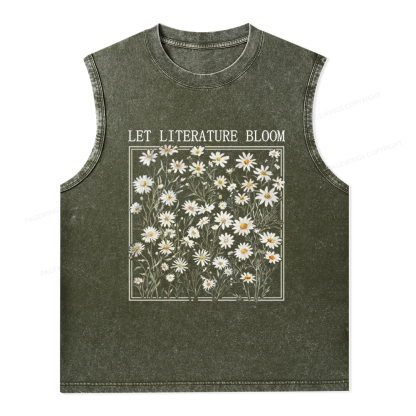 Pagewings Let Literature Bloom Unisex Washed Tank Top
