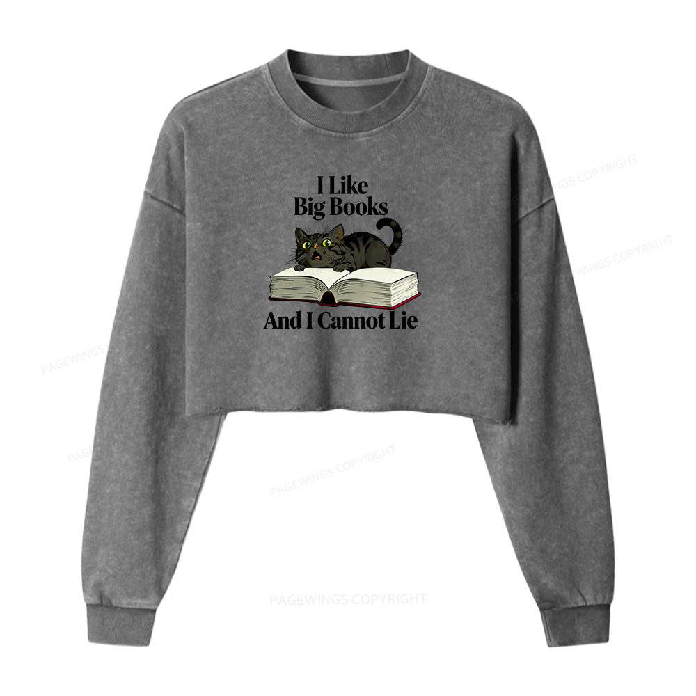 Pagewings I Like Big Books And I Cannot Lie Washed Crop Sweatshirt
