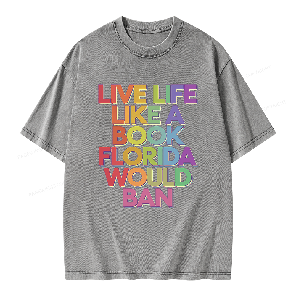 Pagewings Live Life Like A Book Unisex Washed T-shirt