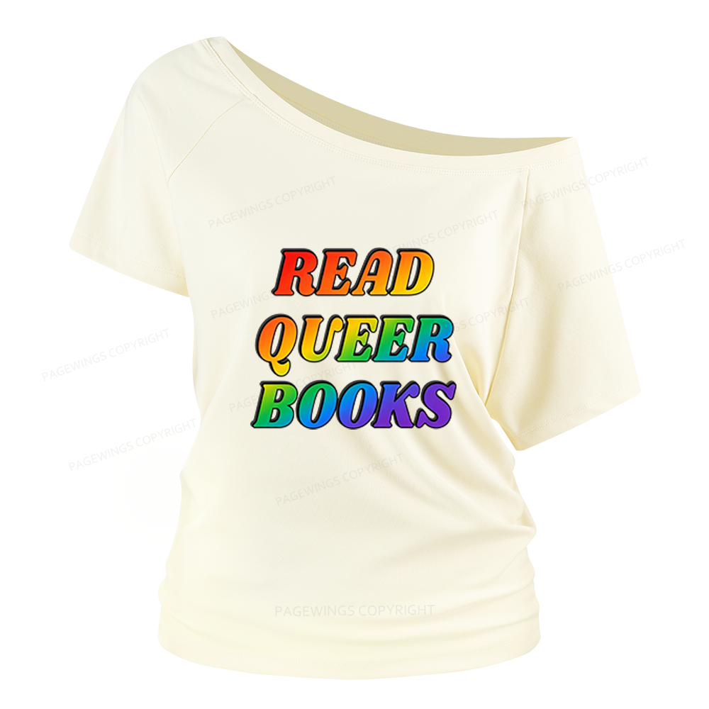 Pagewings Queer Books Women Off Shoulder T-shirts