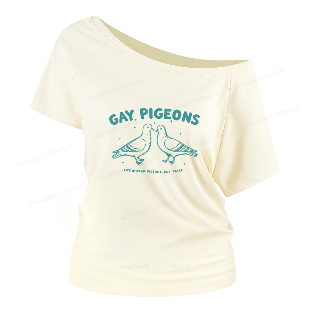 Pagewings Gay Pigeons Women Off Shoulder T-shirts