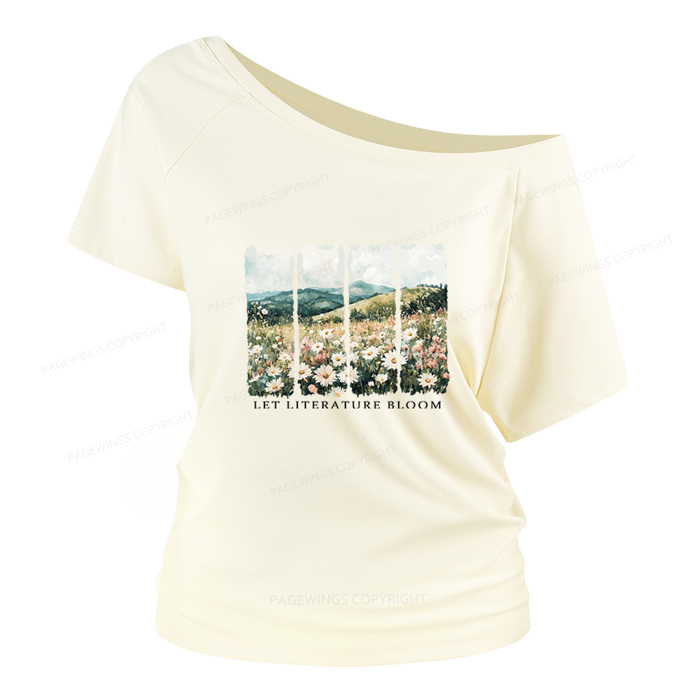 Pagewings Let Literature Bloom Women Off Shoulder T-shirts