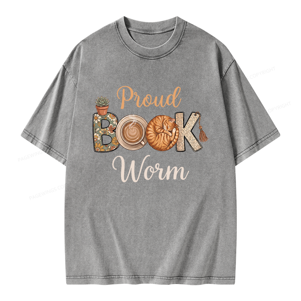 Pagewings Proud Book Worm Unisex Washed T-shirt