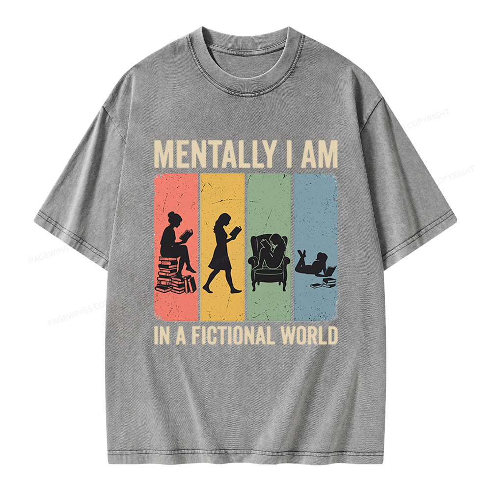 Pagewings Reading In A Fictional World Unisex Washed T-shirt