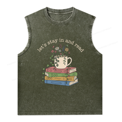 Pagewings Let's Stay In And Read Unisex Washed Tank Top