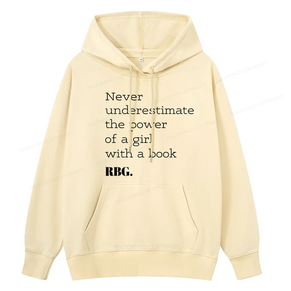 Pagewings Never Underestimate The Power Of a Girl With a Book Unisex Classic Hoodie