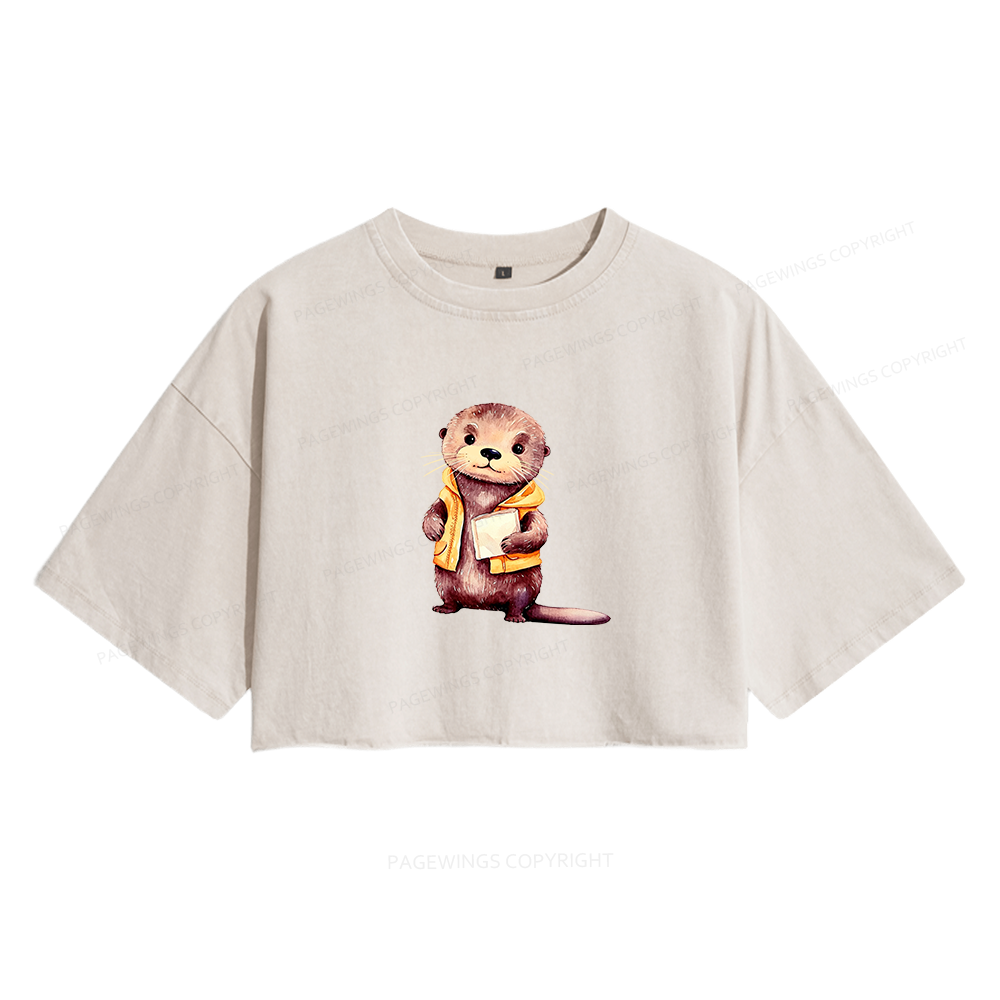 Pagewings Fantasy Books Lover Women's Washed Cropped T-shirt