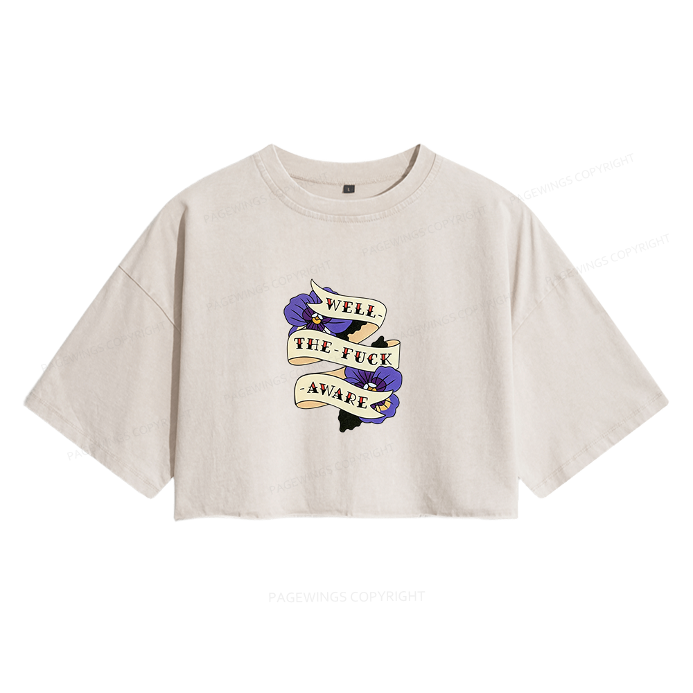 Pagewings Fantasy Books Lover Women's Washed Cropped T-shirt
