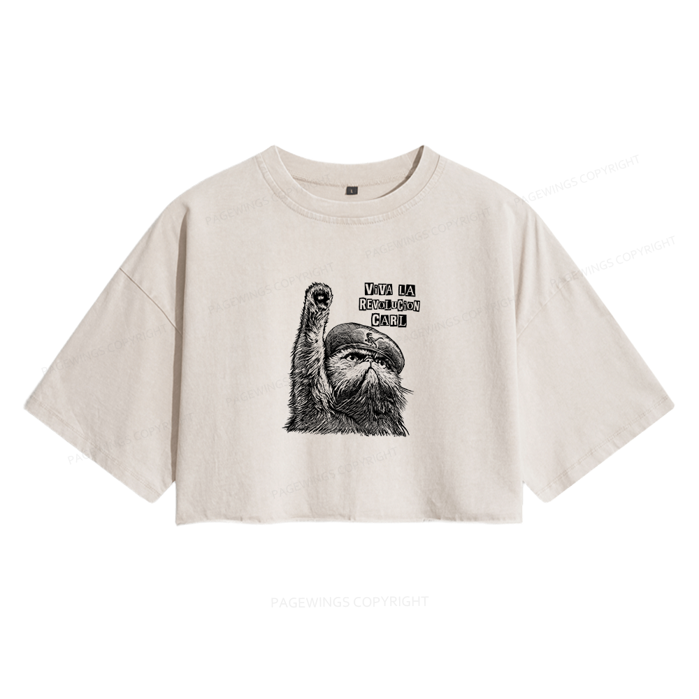 Pagewings Sci-Fi Book Lover Women's Washed Cropped T-shirt