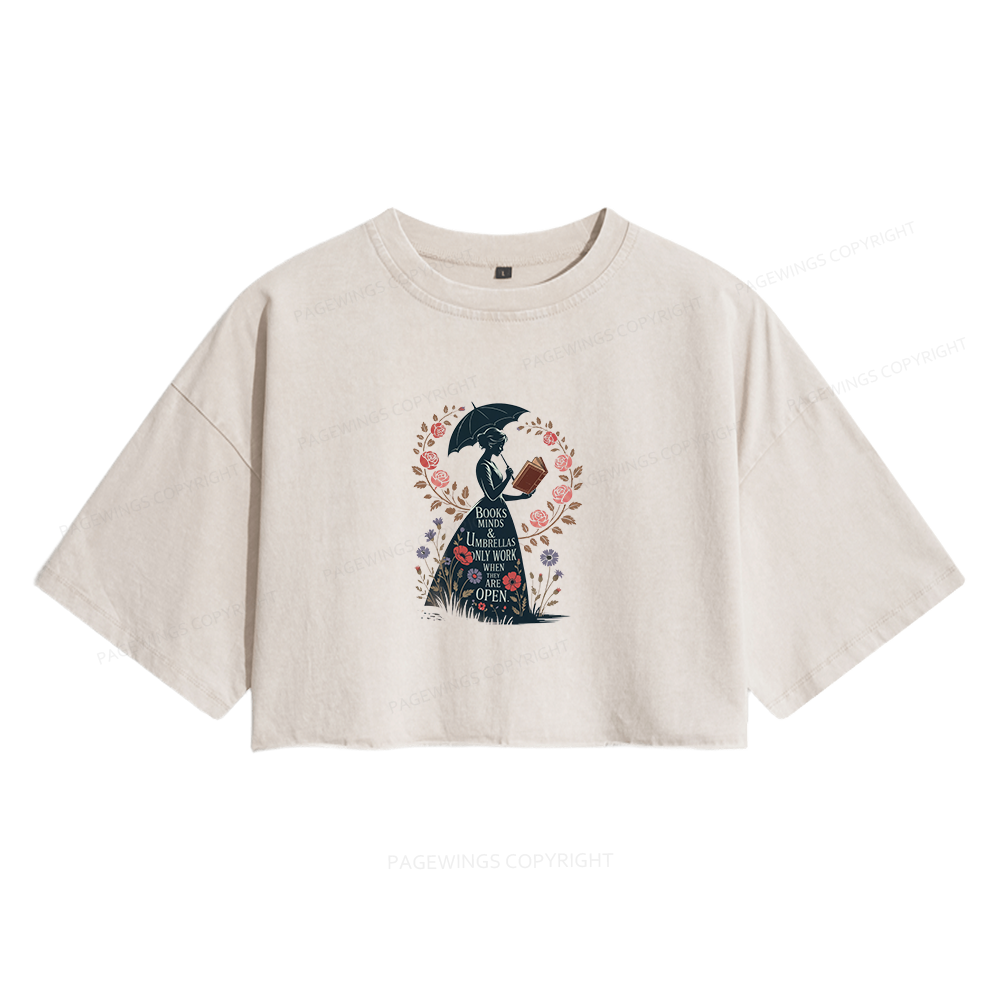 Pagewings Books Minds Women's Washed Cropped T-shirt