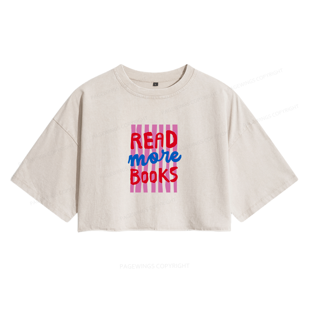Pagewings Read More Books Women's Washed Cropped T-shirt
