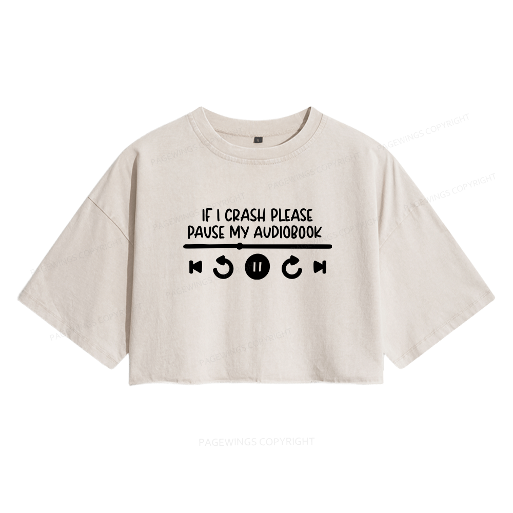 Pagewings Audiobook Women's Washed Cropped T-shirt