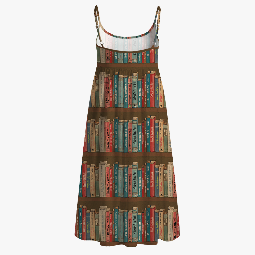Pagewings Read Banned Books Printed Spaghetti Strap Midi Sundress