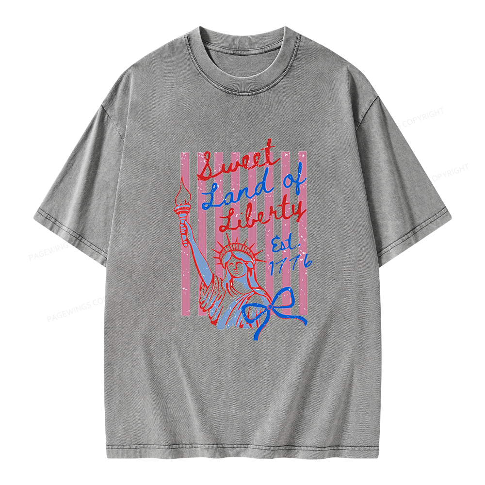 Pagewings Sweet Land of Liberty Unisex Washed T-shirt