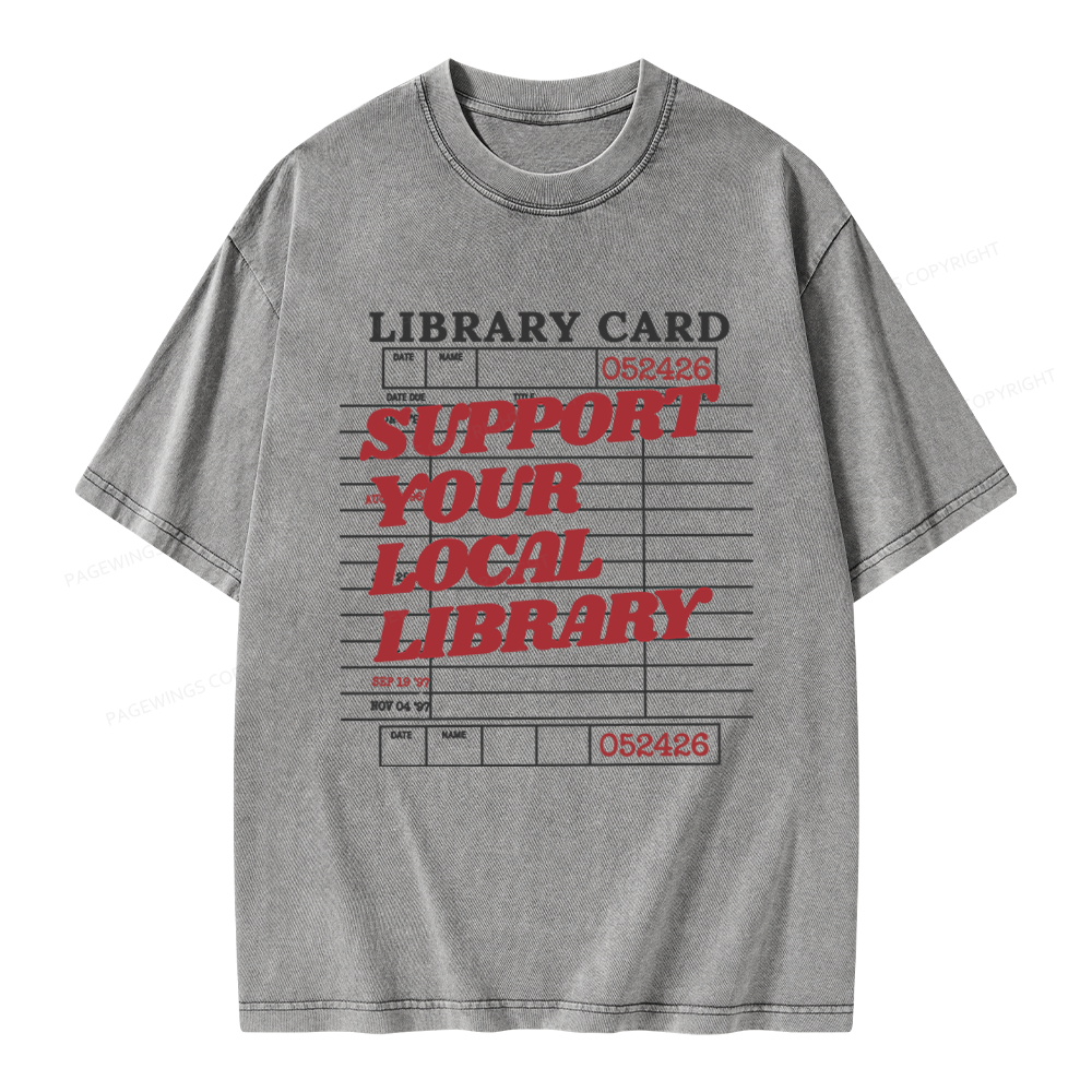 Pagewings Support your Local Library Unisex Washed T-shirt