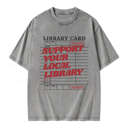 Pagewings Support your Local Library Unisex Washed T-shirt
