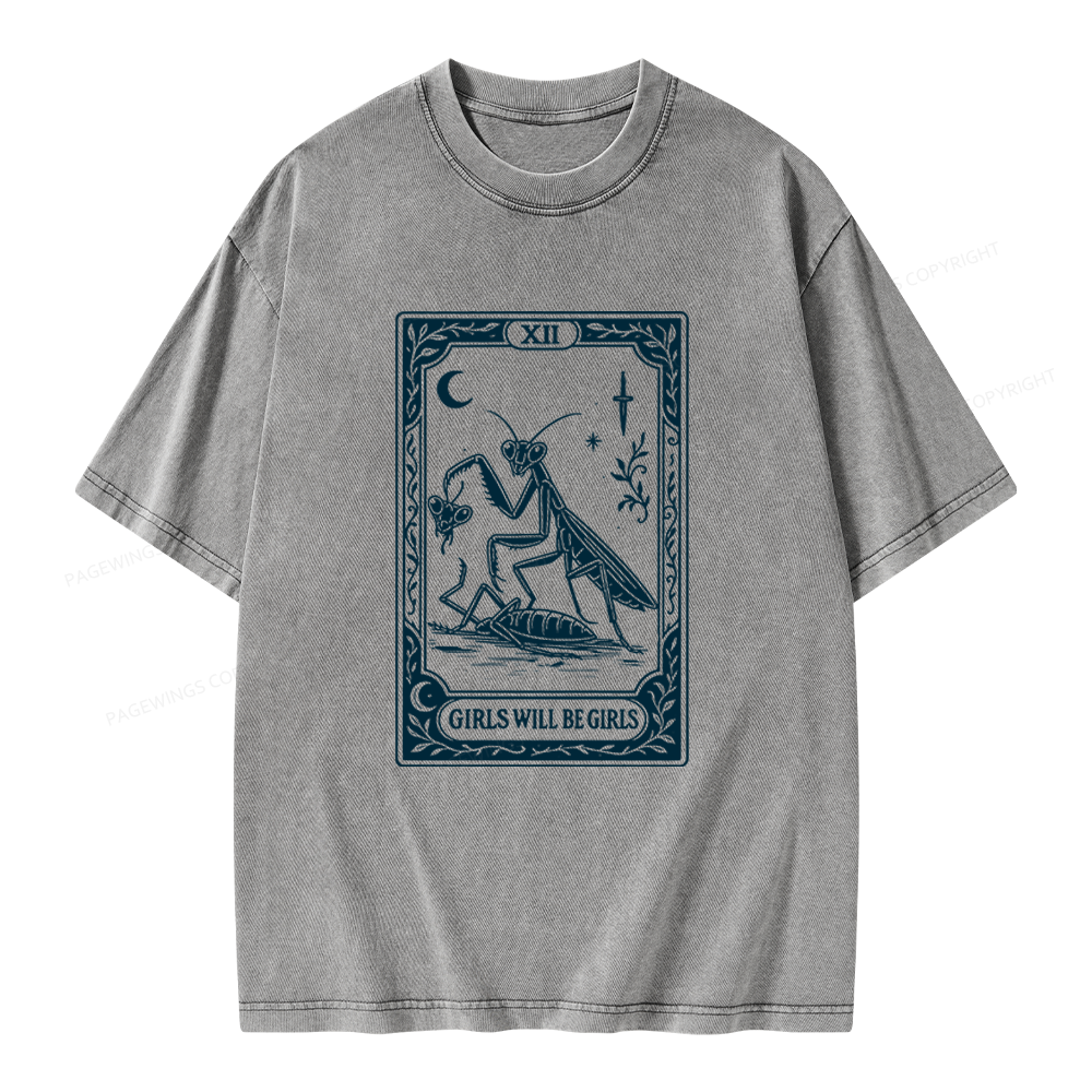 Pagewings Girls Will Be Girls Unisex Washed T-shirt