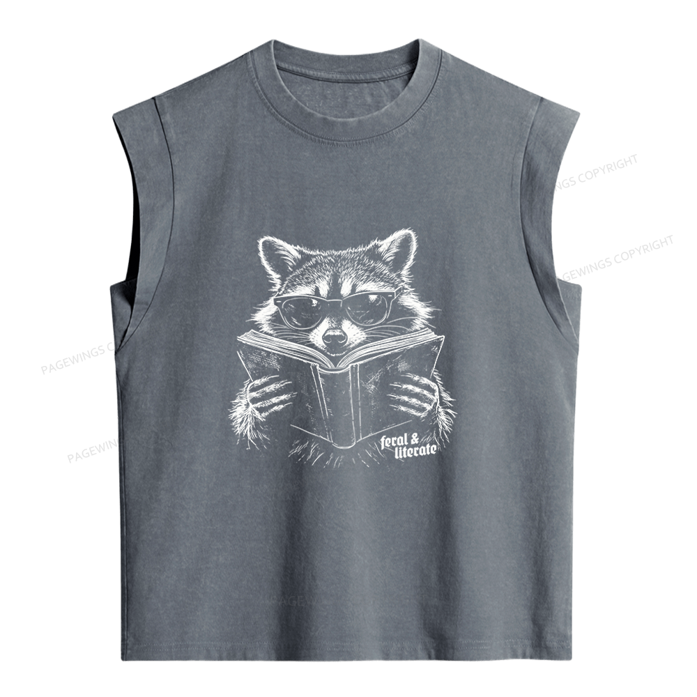 Pagewings Funny Raccoon Women's Washed Tank Top