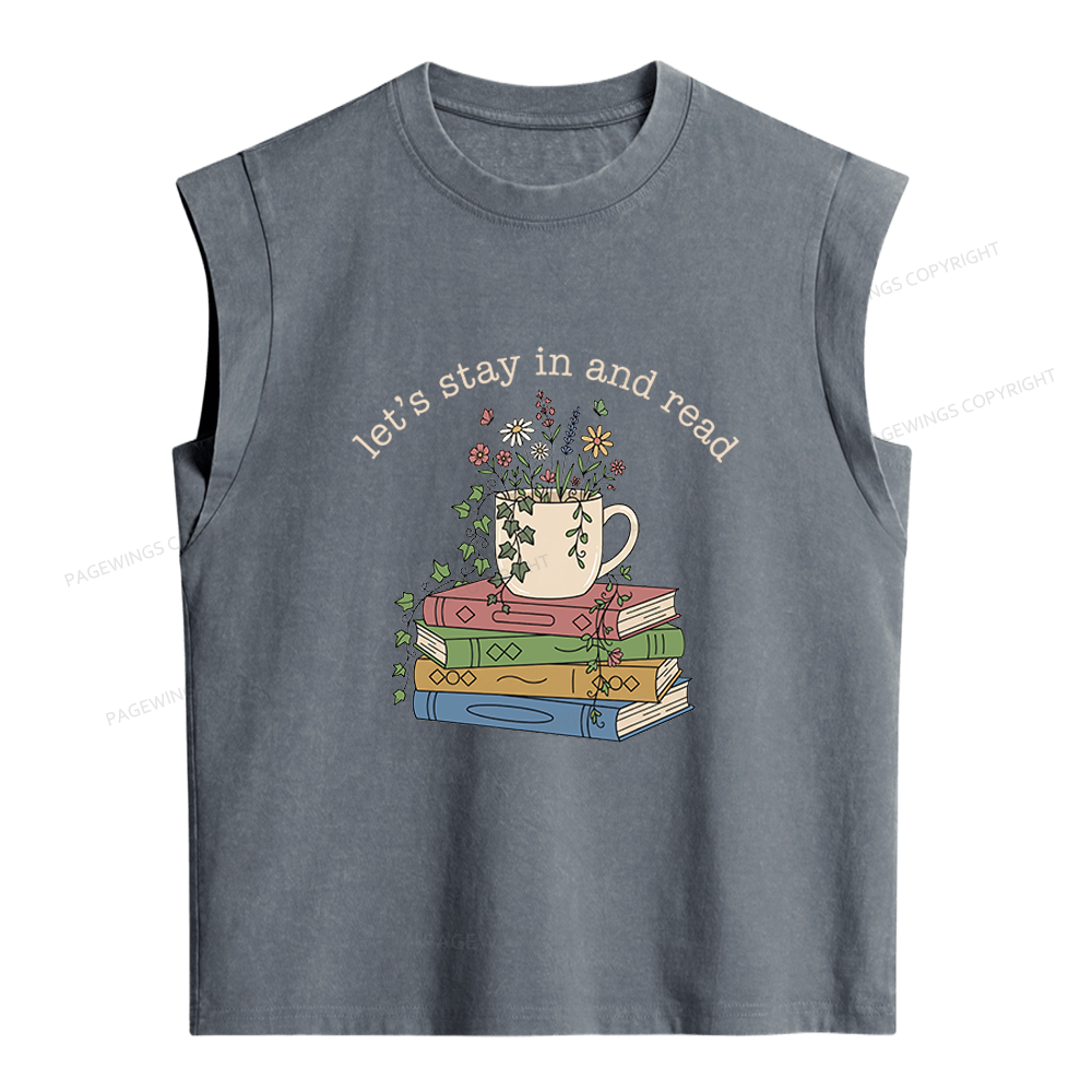 Pagewings Let's Stay In And Read Women's Washed Tank Top