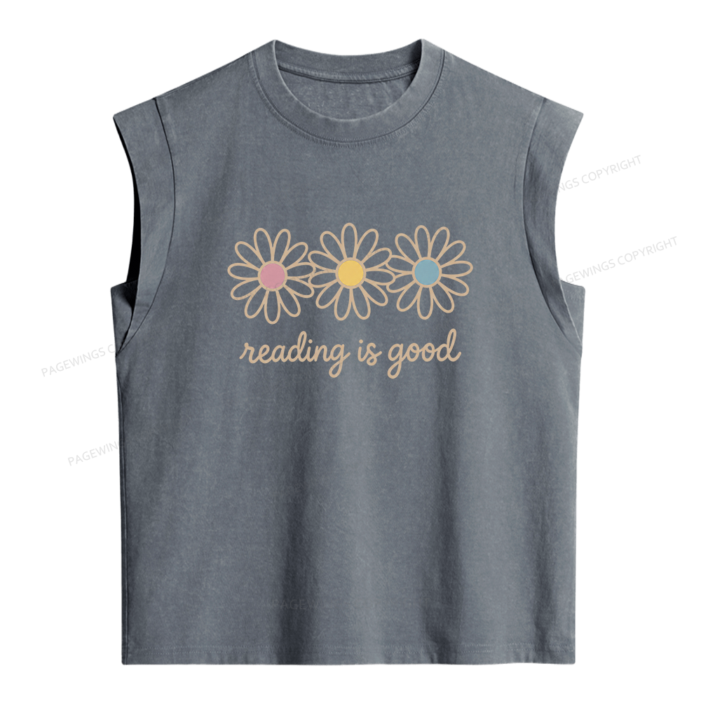 Pagewings Reading Is Good Women's Washed Tank Top