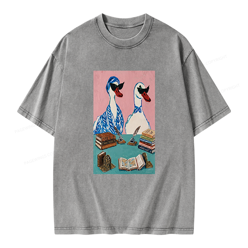 Pagewings Duck Book Club Unisex Washed T-shirt