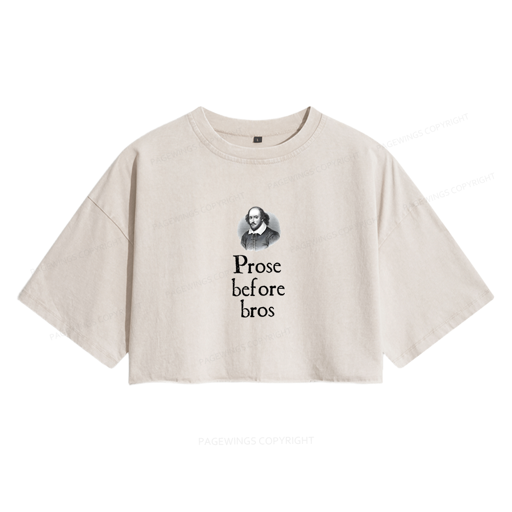 Pagewings Prose Before Bros Women's Washed Cropped T-shirt