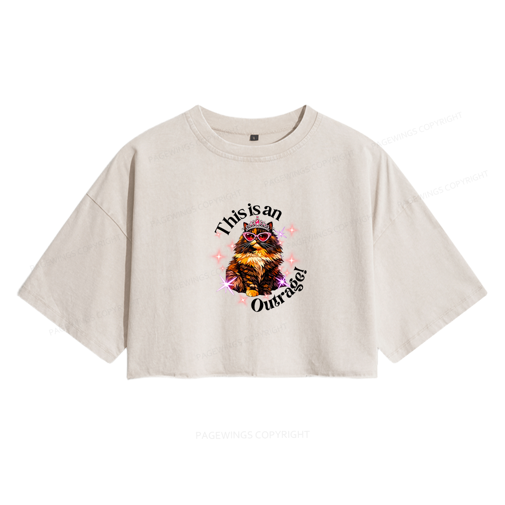 Pagewings This Is An Outrage Women's Washed Cropped T-shirt