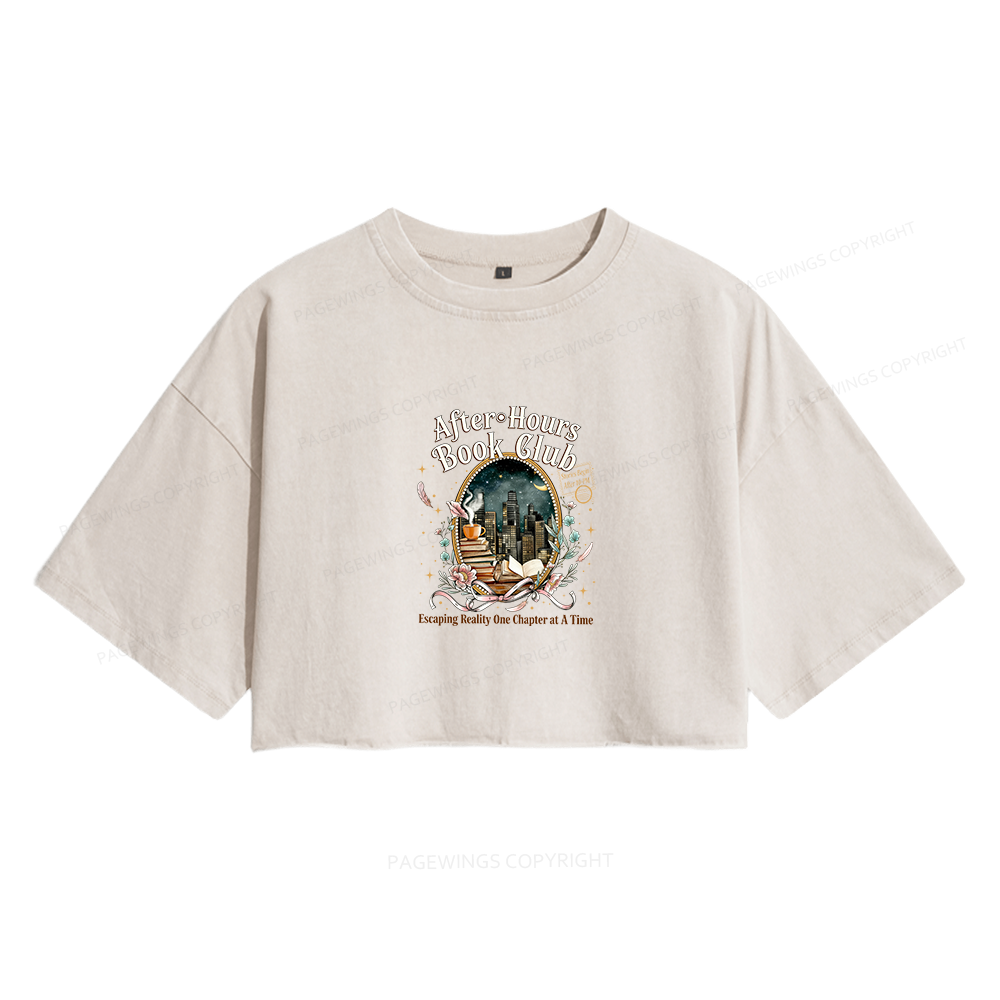 Pagewings After‑Hours Book Club Women's Washed Cropped T-shirt