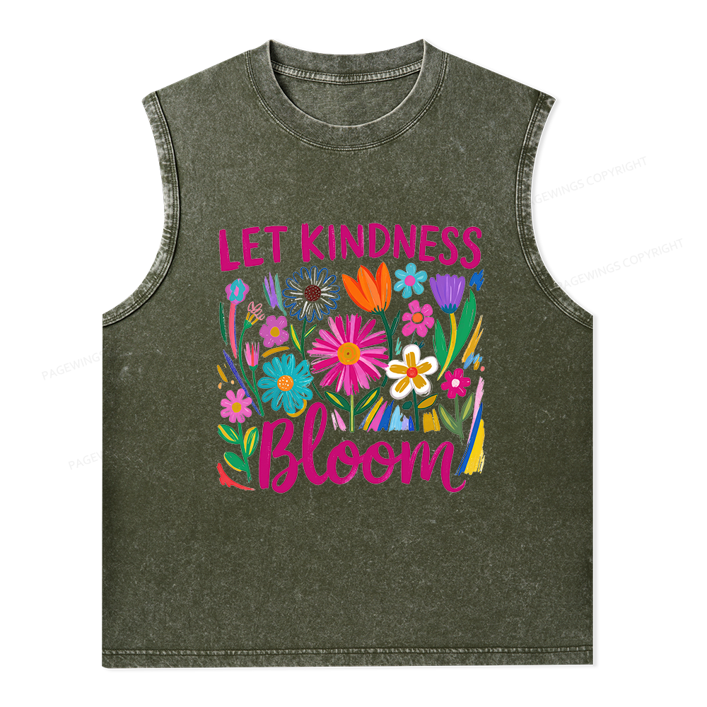 Pagewings Let Kindness Bloom Unisex Washed Tank Top