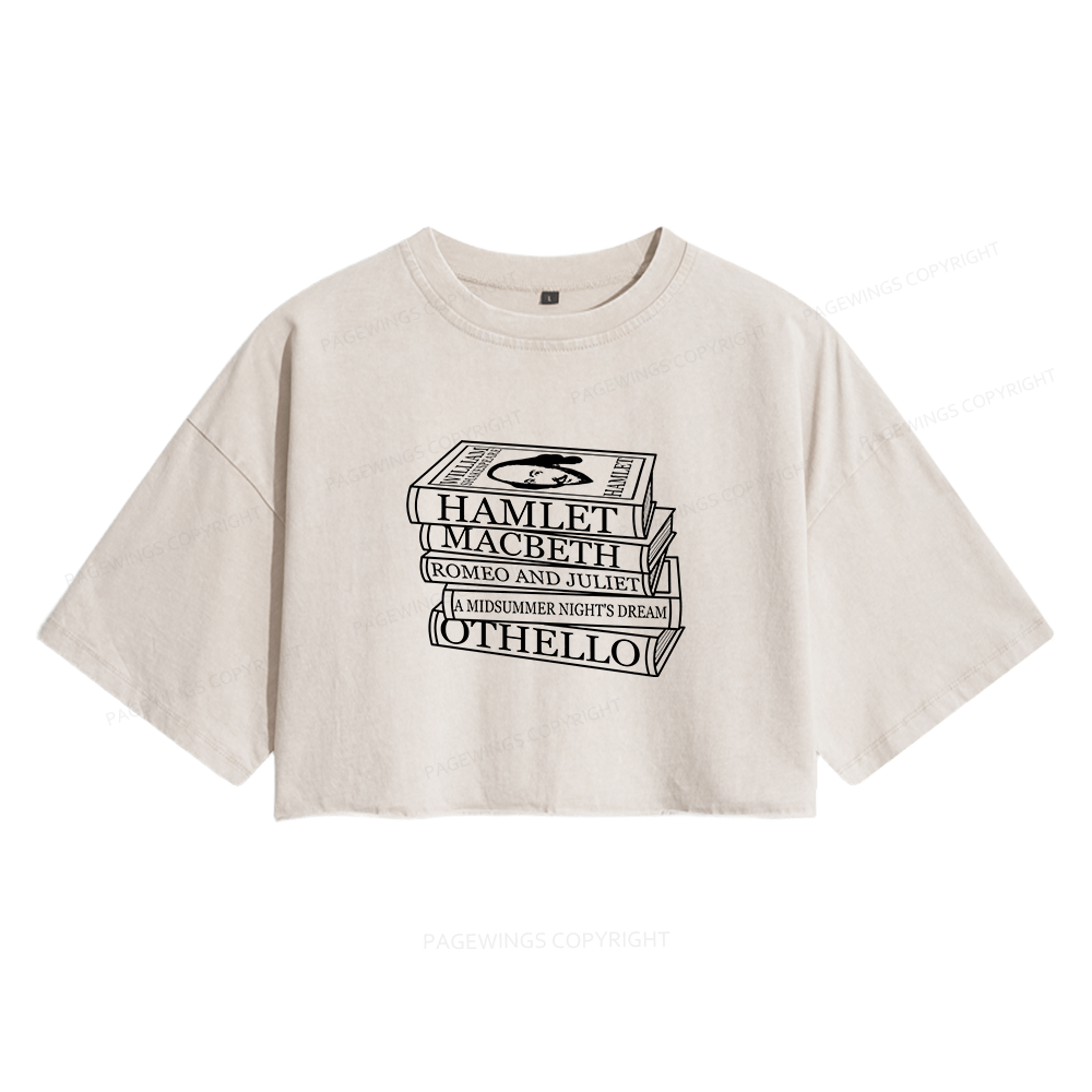 Pagewings Shakespeare Best Books Women's Washed Cropped T-shirt