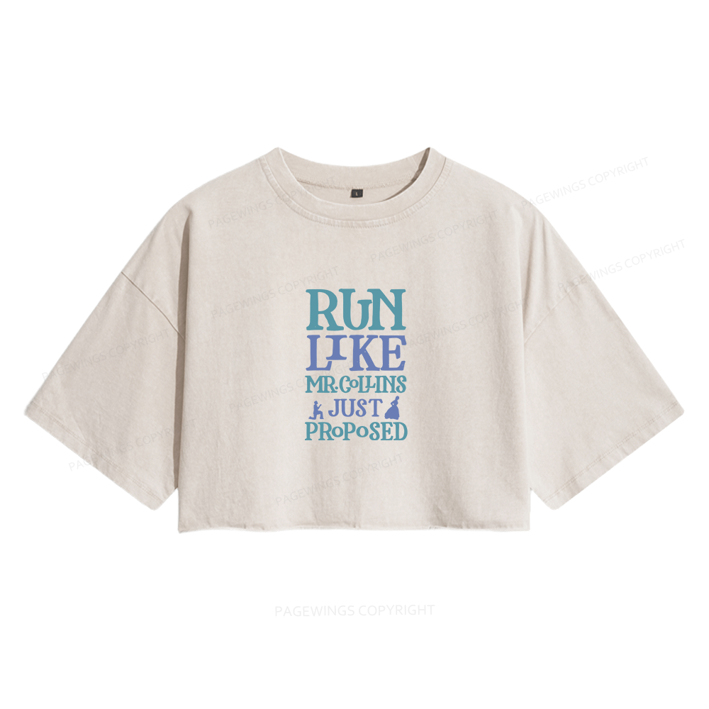 Pagewings Love Book Fan Women's Washed Cropped T-shirt