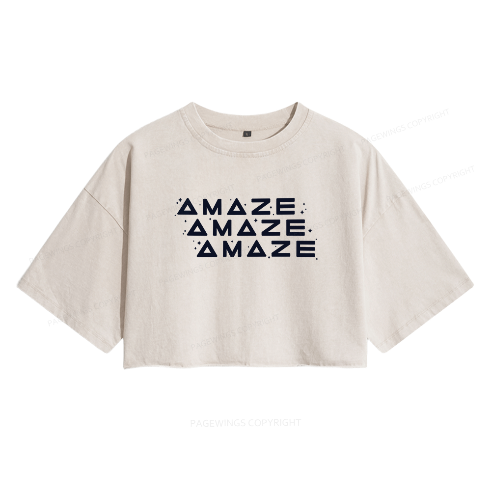 Pagewings Sci-Fi Women's Washed Cropped T-shirt