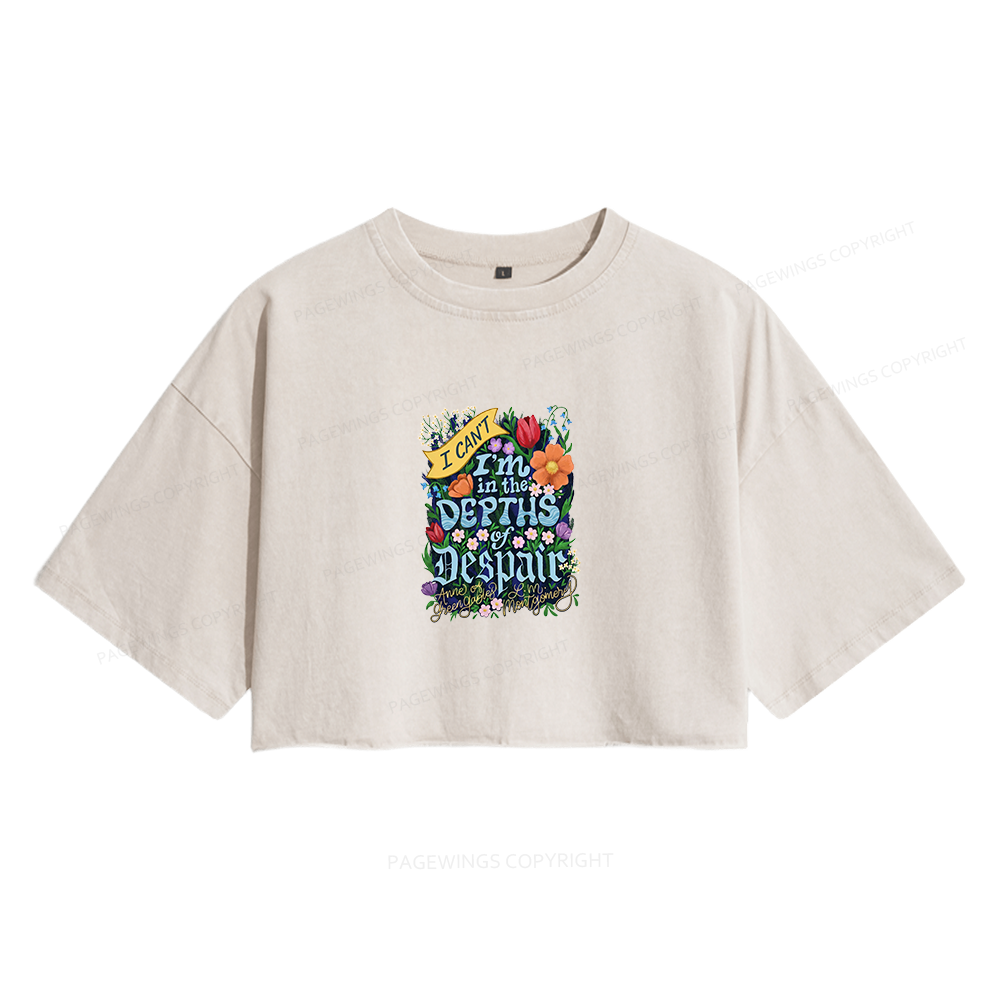 Pagewings Depths Of Despair Women's Washed Cropped T-shirt
