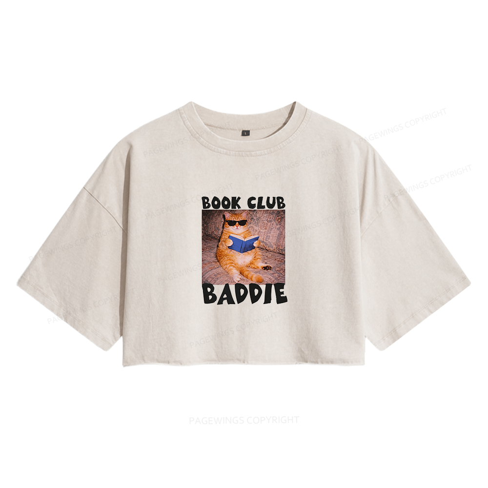 Pagewings Book Club Baddie Women's Washed Cropped T-shirt