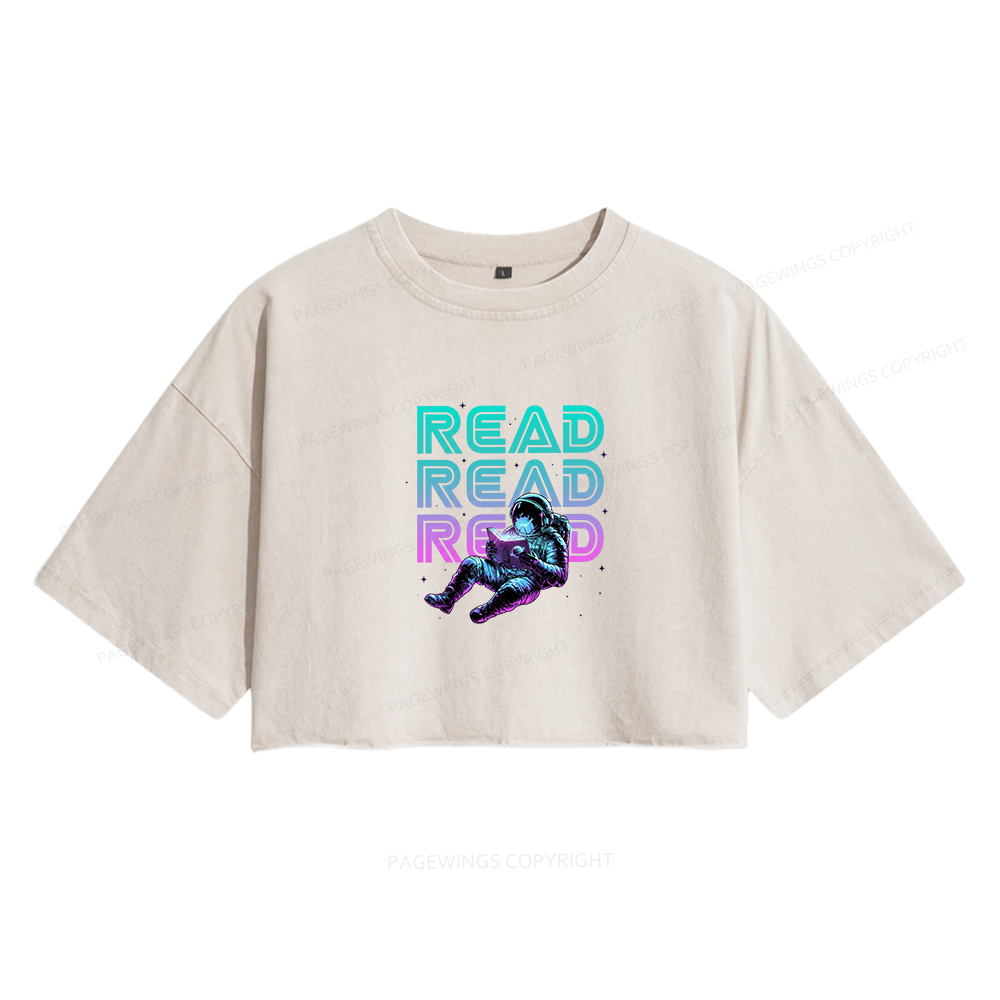 Pagewings Read Another World Women's Washed Cropped T-shirt