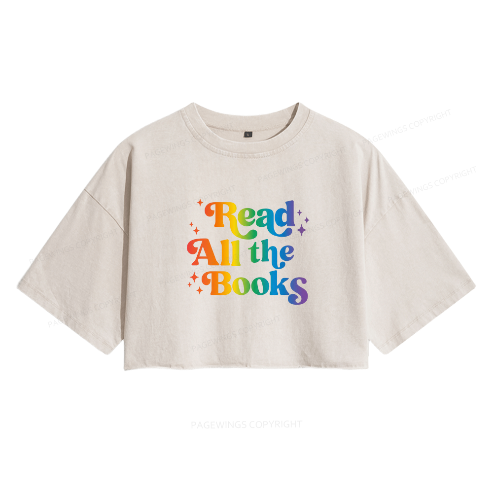 Pagewings Read All the Books Women's Washed Cropped T-shirt
