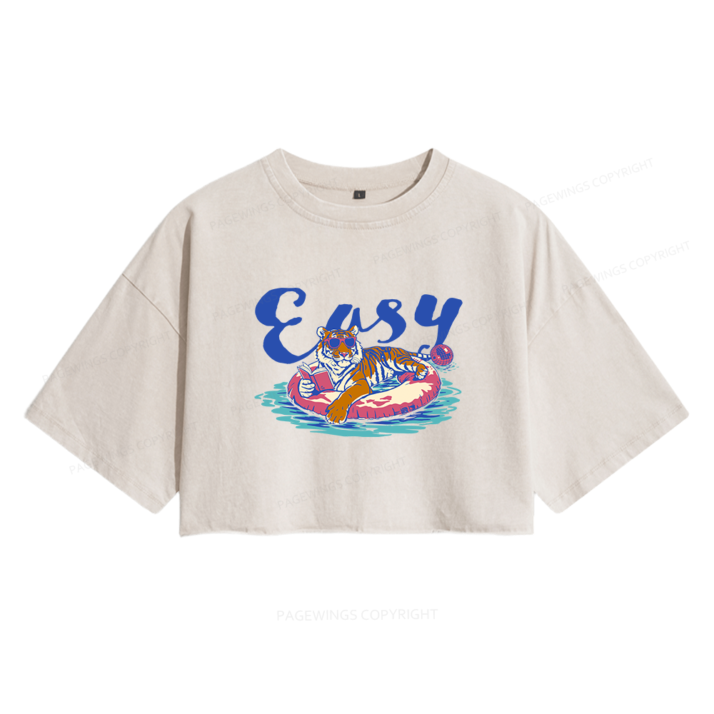 Pagewings Summer Reading Women's Washed Cropped T-shirt