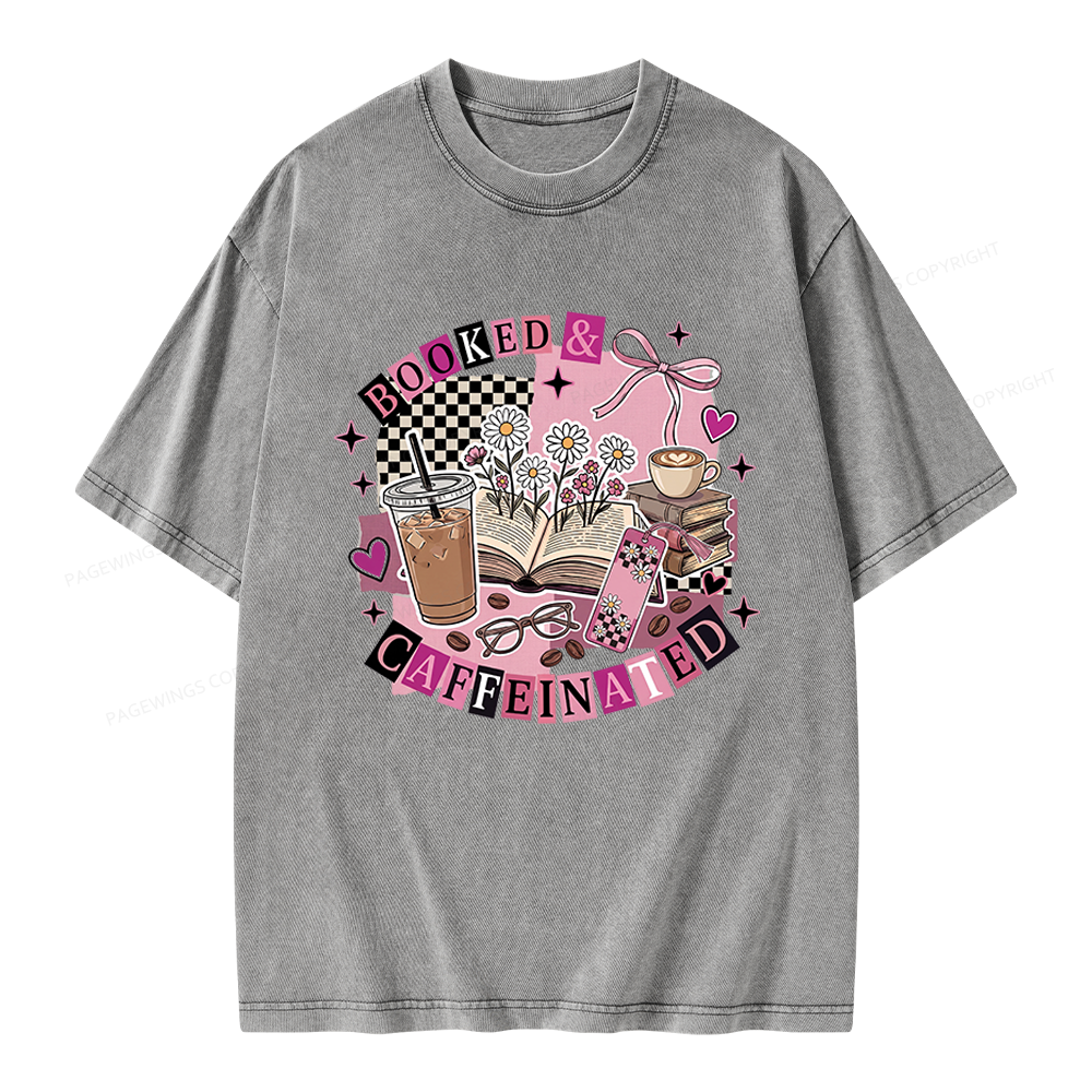 Pagewings Bookish Coffee Lover Unisex Washed T-shirt