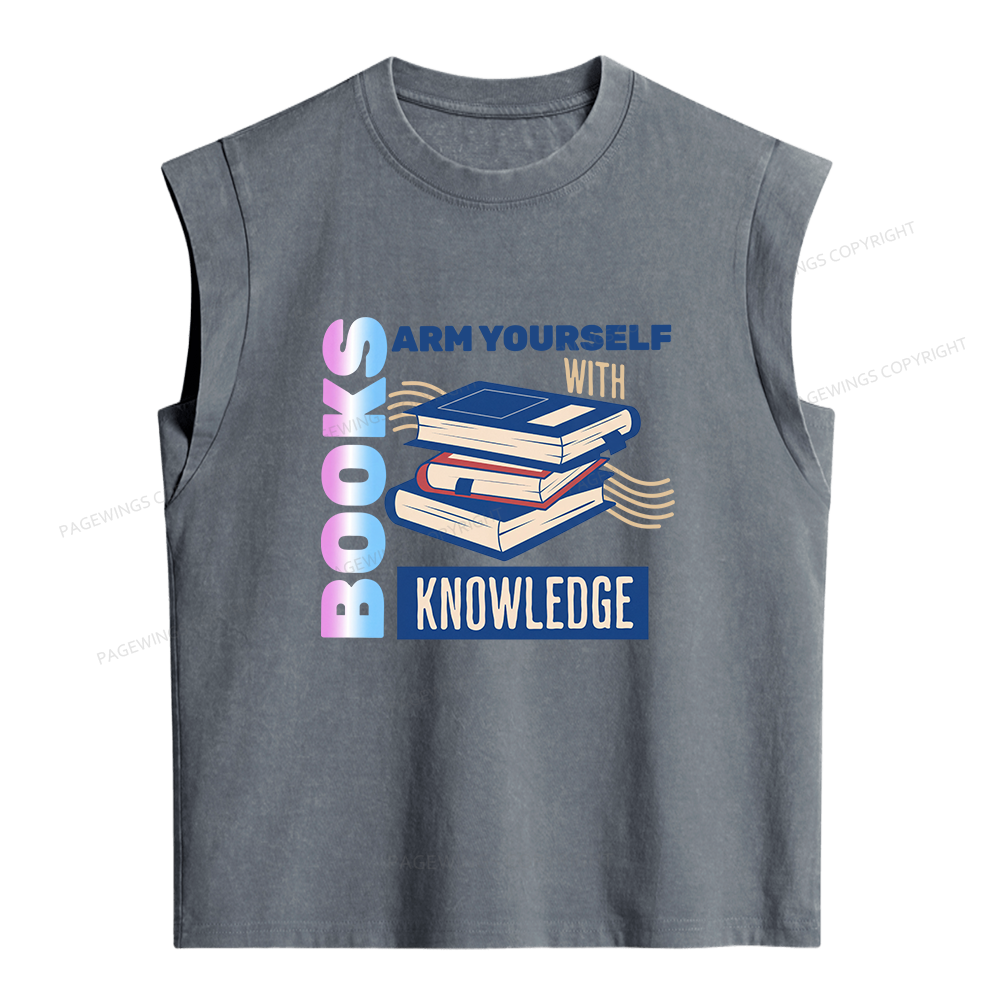 Pagewings Arm Yourself With Knowledge Women's Washed Tank Top