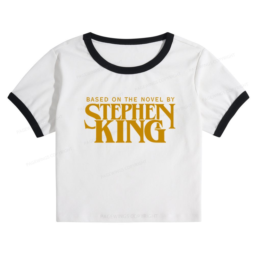Pagewings Based On A Novel By Horror Writer Baby Tee Cropped Ringer T-Shirt 