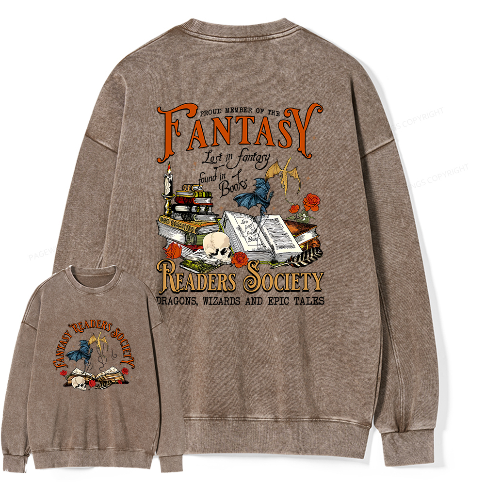 Pagewings Fantasy Readers Society Unisex Washed Sweatshirt