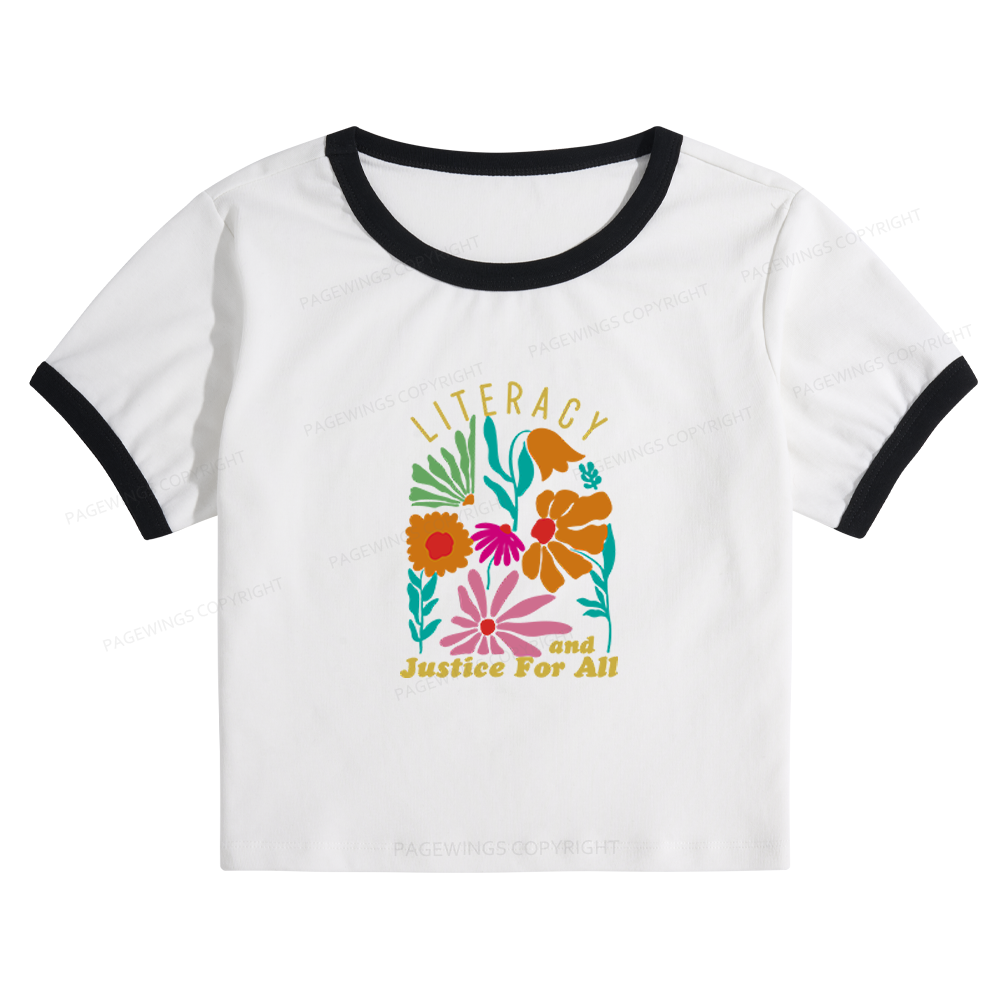 Pagewings Literacy And Justice Baby Tee Cropped Ringer T-Shirt 