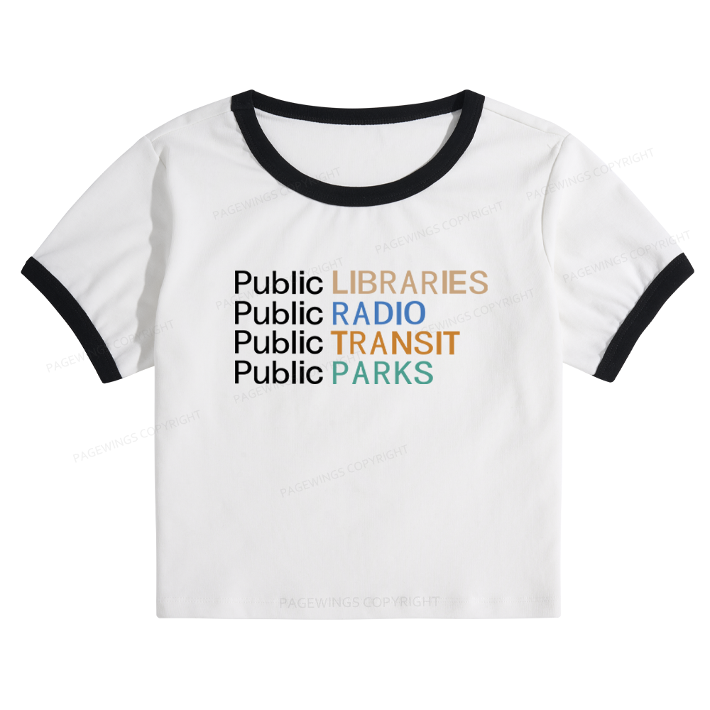 Pagewings Public Libraries Radio Transit Parks Baby Tee Cropped Ringer T-Shirt 