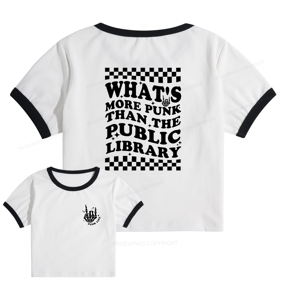 Pagewings Punk The Public Library Baby Tee Cropped Ringer T-Shirt 